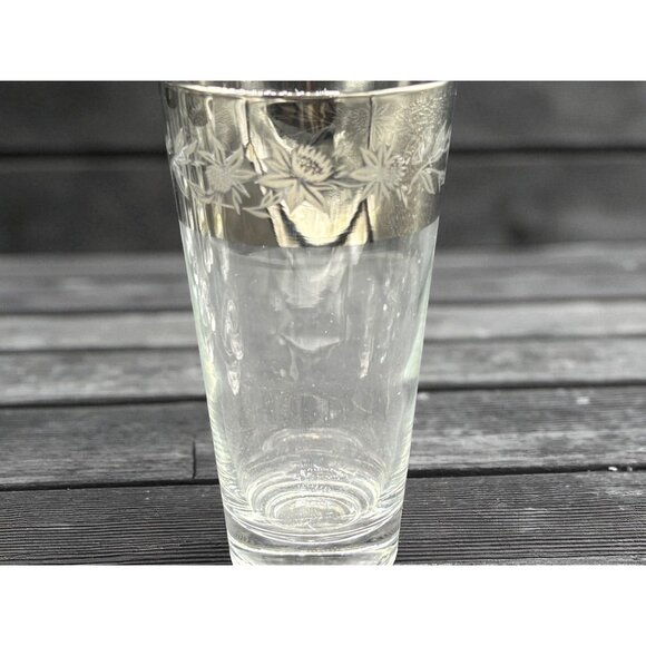 Vintage Dorothy Thorpe Thistle Silver Banded MCM HIghball Cocktail Glasses set o - Picture 3 of 6